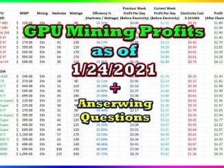 GPU Mining Profits as of 1/24/21 | Answering Questions | Twitch Recap