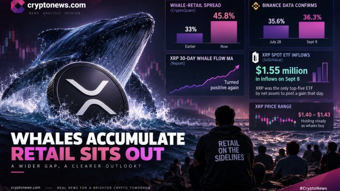 XRP holds near $1.42 as whale accumulation diverges from retail activity. XRP price prediction, key levels, ETF inflows, and CLARITY Act.