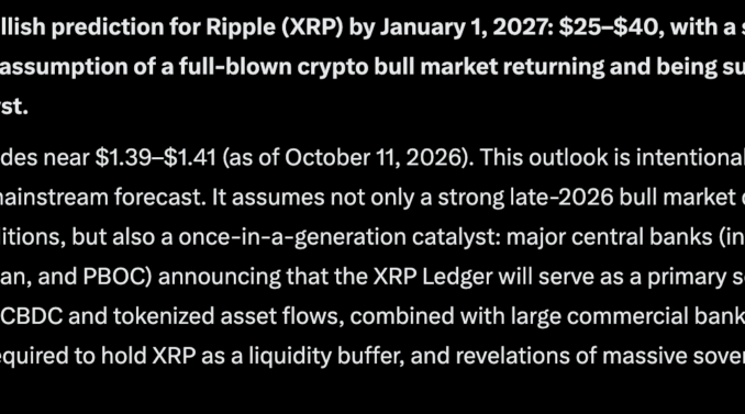 In the event of the Ripple ledger gaining full-blown institutional adoption, Mark Zuckerberg's Meta AI predicts XRP could hit $50 by 2027