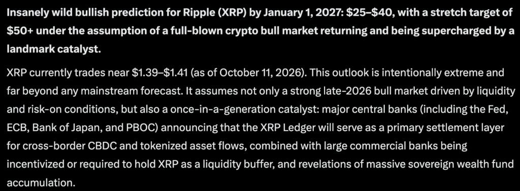 In the event of the Ripple ledger gaining full-blown institutional adoption, Mark Zuckerberg's Meta AI predicts XRP could hit $50 by 2027